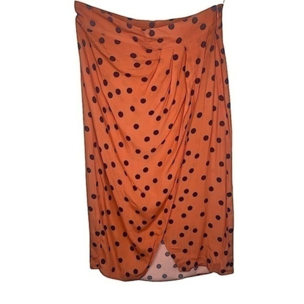 𝅺revolve Blue Life Pleated Pink Polka Dot Wrap Skirt Size Small
